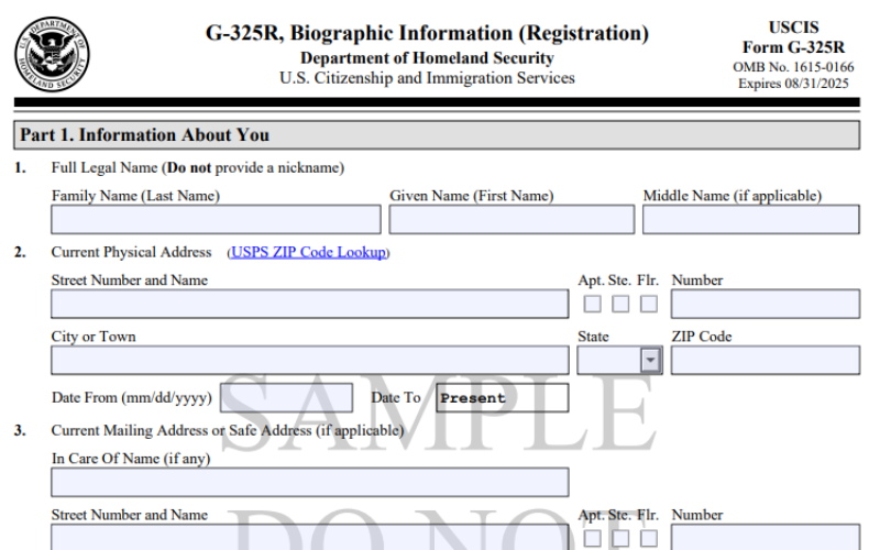 Form G-325R mẫu