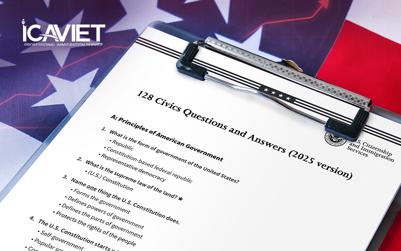 Số câu hỏi bài thi quốc tịch Mỹ 2025 tăng lên 128 câu