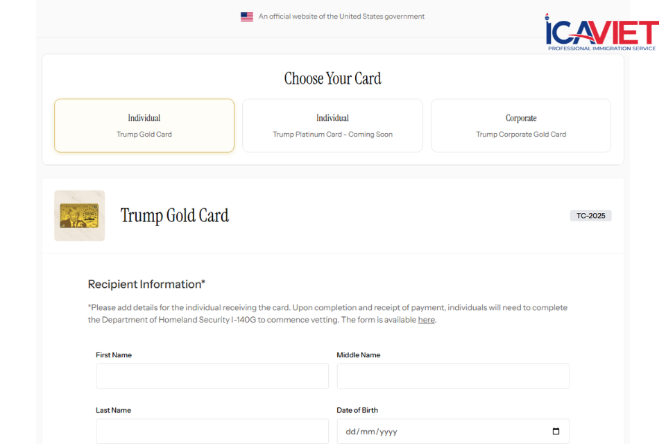Website đăng ký thẻ vàng chính thức
