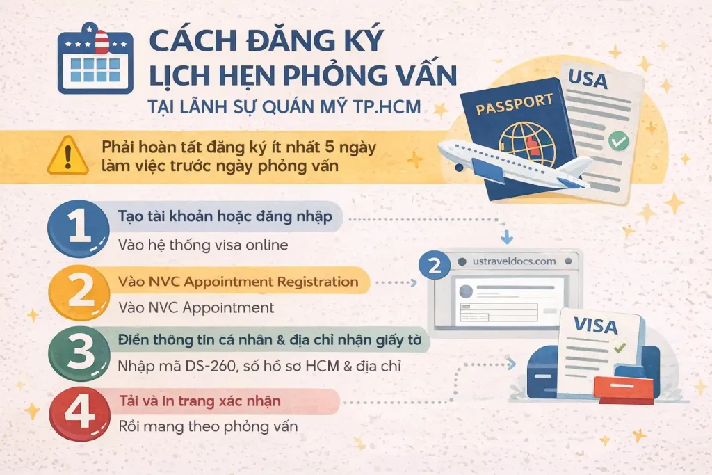 Cách đăng ký lịch hẹn phỏng vấn trực tuyến