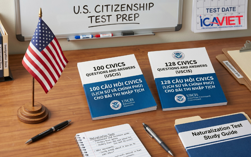 Tùy vào ngày nộp đơn mà bạn sẽ thi phiên bản Civics 100 hoặc 128 câu