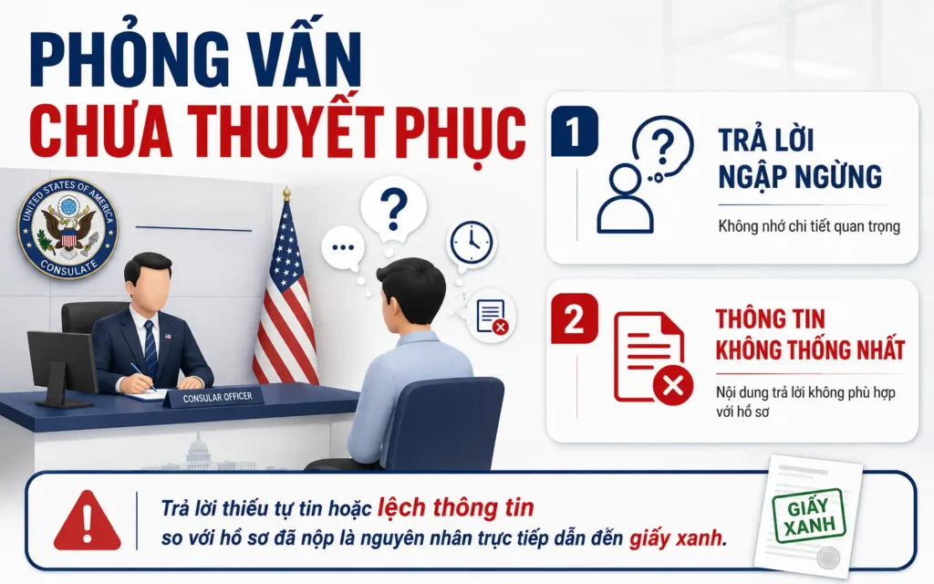 Thông tin trả lời trong buổi phỏng vấn chưa rõ hoặc chưa thống nhất