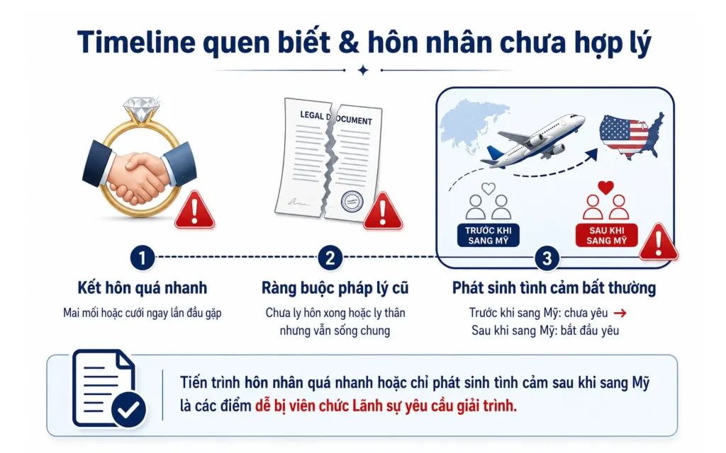 Timeline quen biết và hôn nhân chưa hợp lý