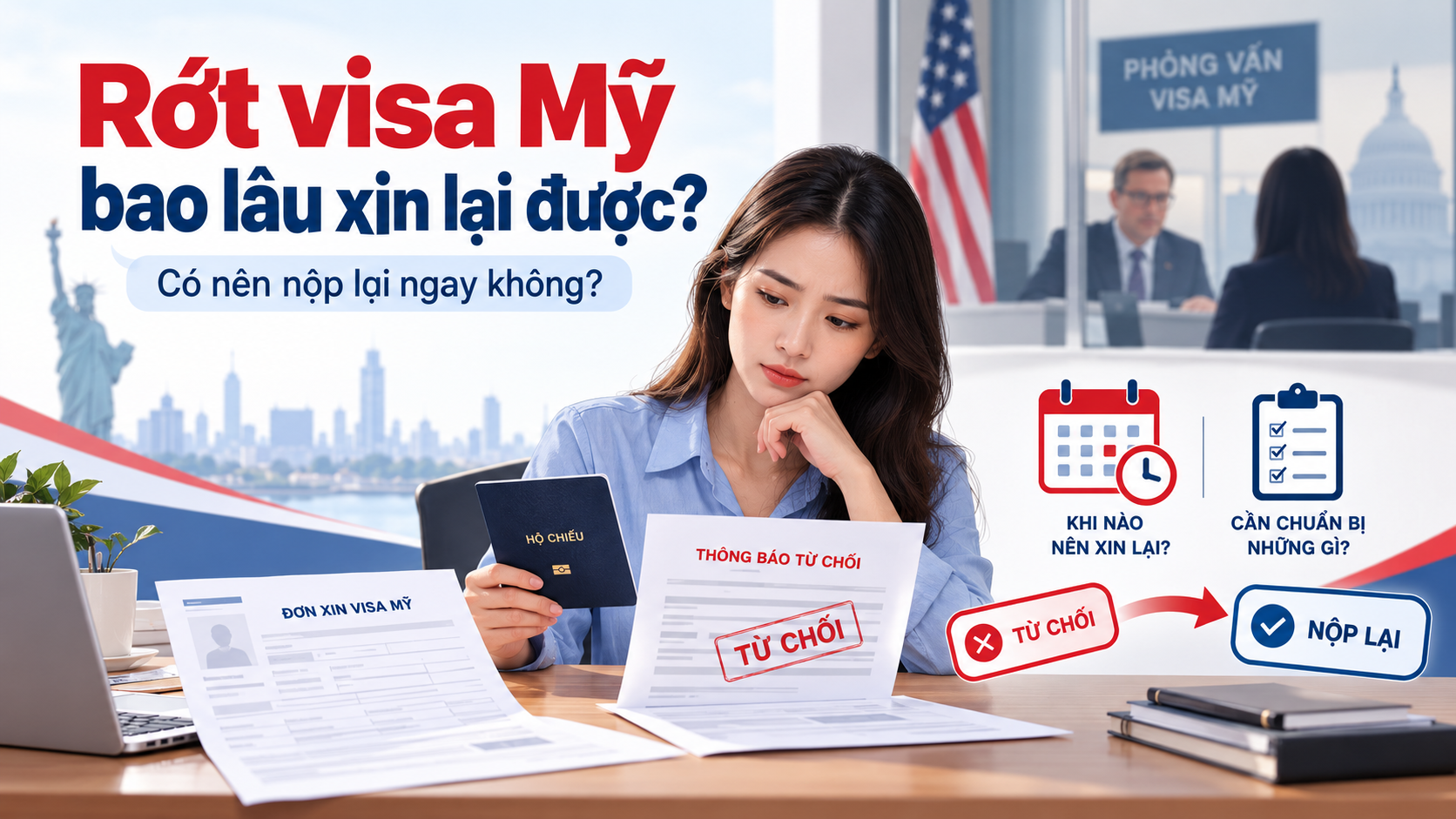 Rớt visa Mỹ bao lâu xin lại được? Có nên nộp lại hồ sơ ngay không?